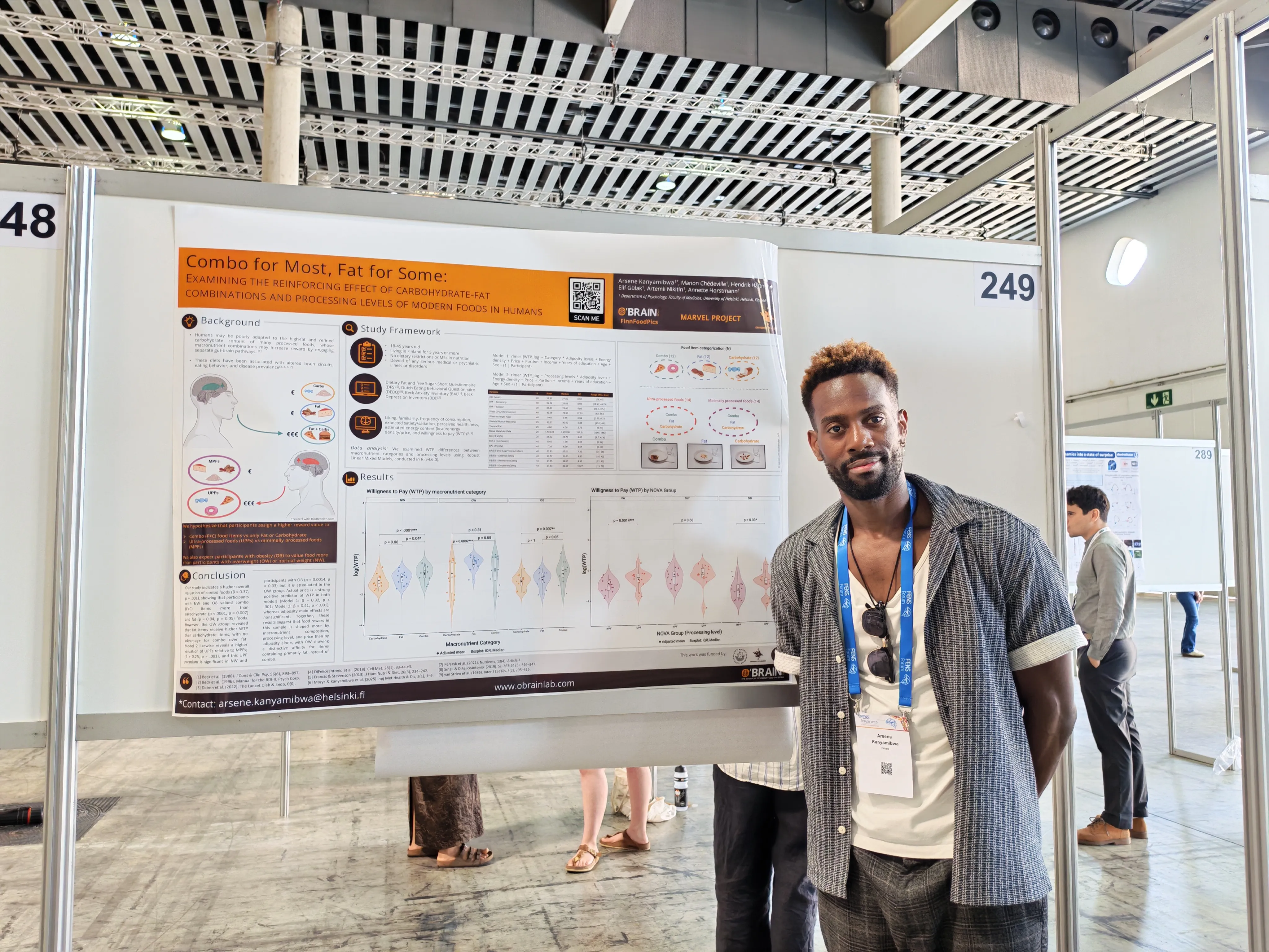 Arsene Kanyamibwa presenting his poster at FENS Forum 2026